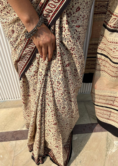 CHITRA_Heritage Bagru Hand Block Printed Pure Cotton Saree