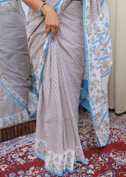 PRACHI_Heritage Sanganeri Hand Block Printed Pure Cotton Saree