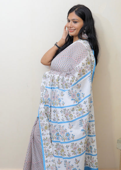 PRACHI_Heritage Sanganeri Hand Block Printed Pure Cotton Saree