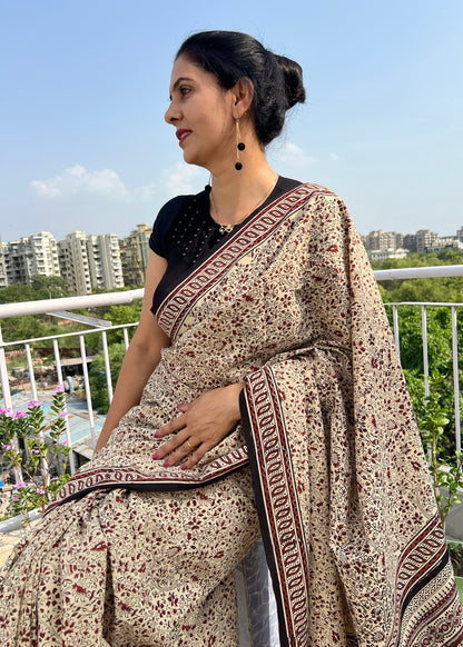 CHITRA_Heritage Bagru Hand Block Printed Pure Cotton Saree