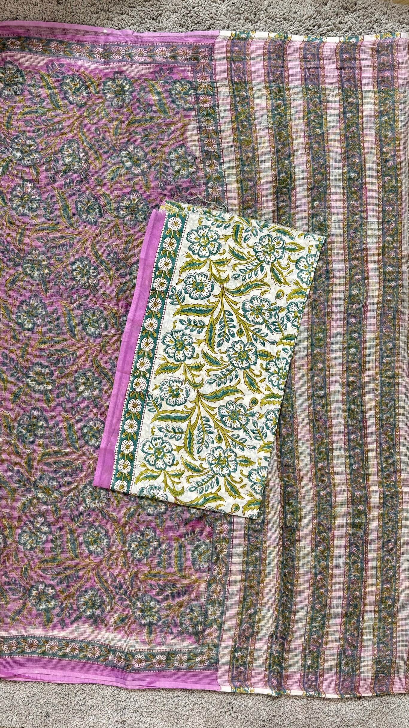 Lavender_ Kota Doria Saree