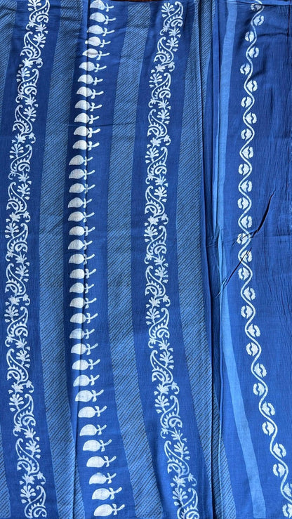 NISHKA_ Indigo Natural Dye Dabu HBP Mul Cotton Saree