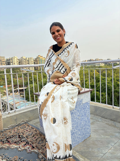 Nakshita_Heritage Sanganeri Hand Block Printed Pure Cotton Saree