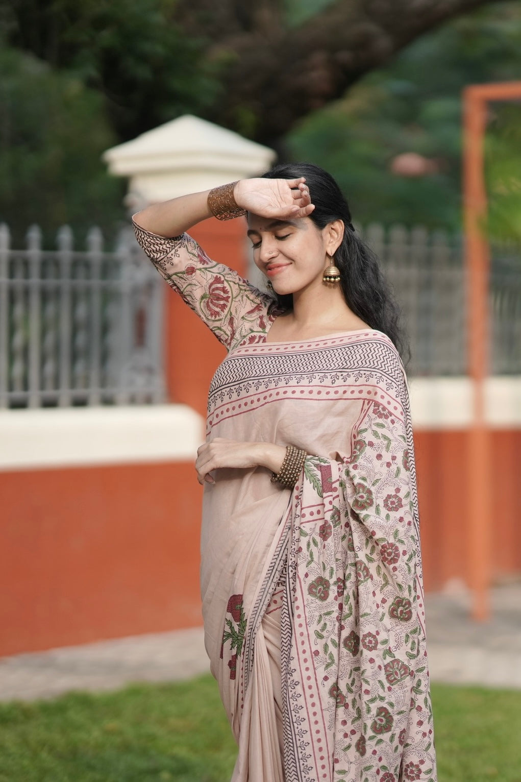 Nayana Hand Block Printed Cotton Saree
