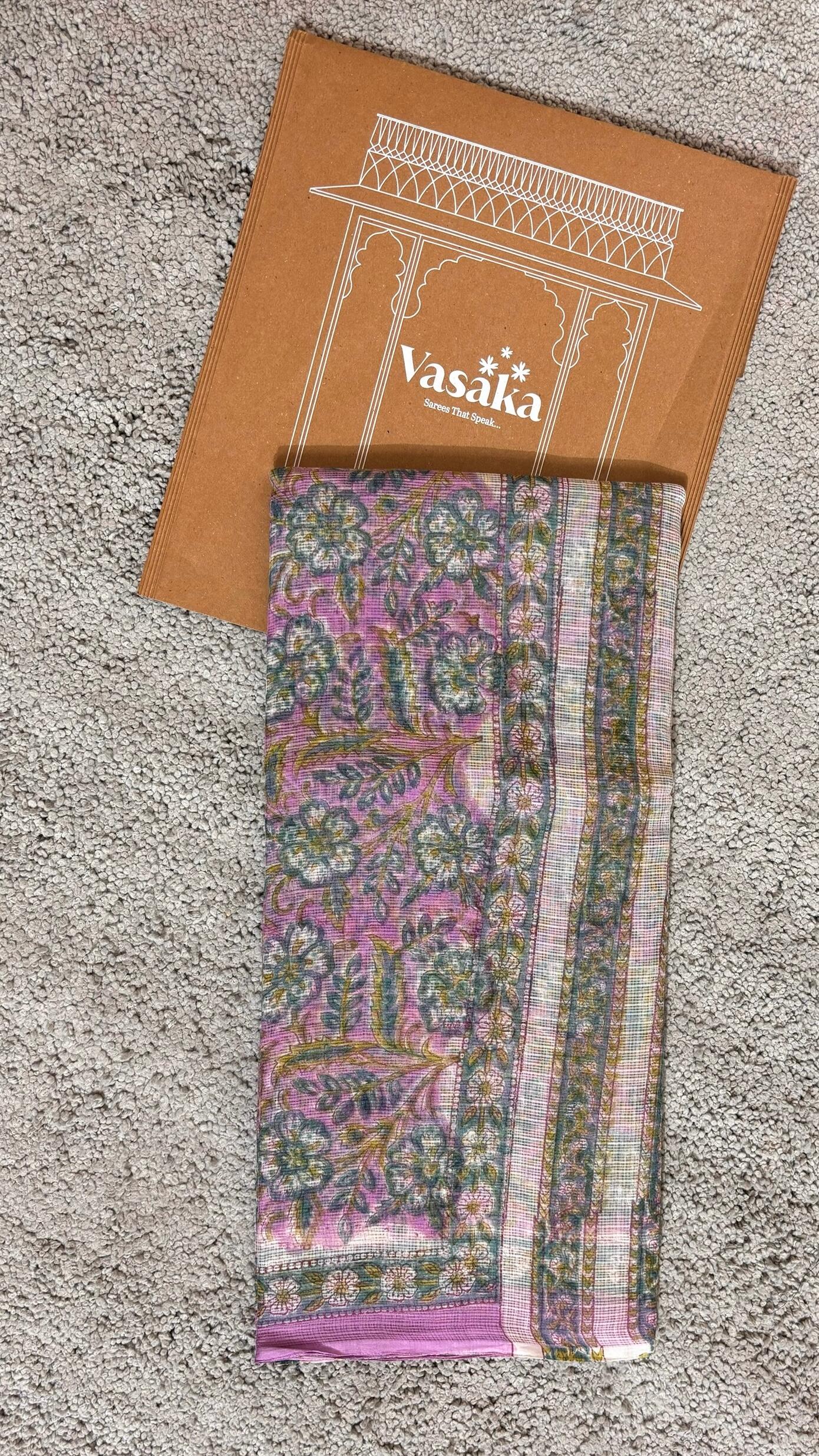 Lavender_ Kota Doria Saree