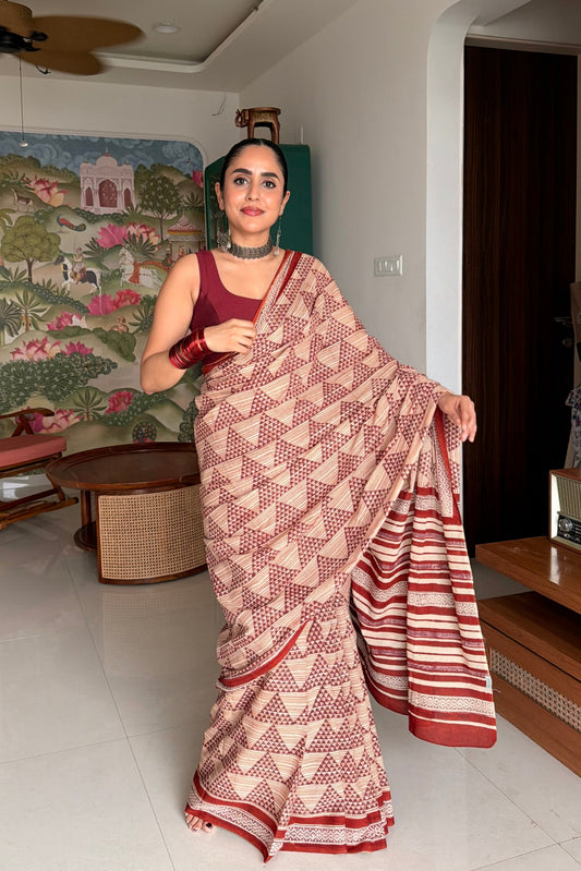 Rukmini _Bagru HBP Cotton Saree