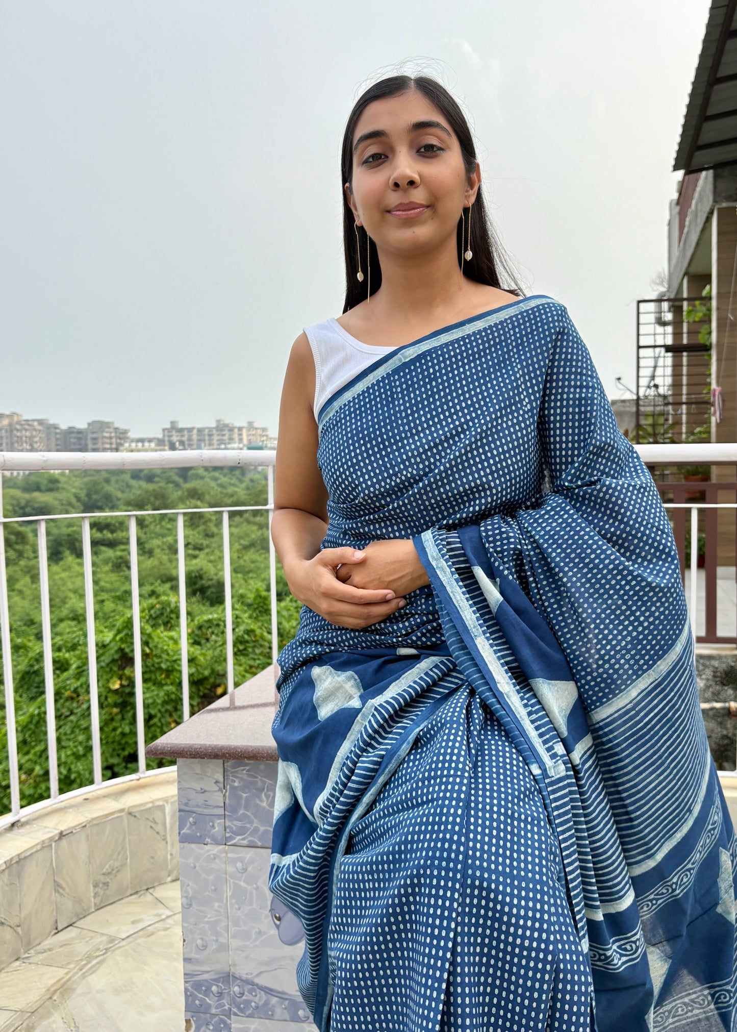 NAMITA_Indigo Natural Dye Dabu HBP Mul Cotton Saree