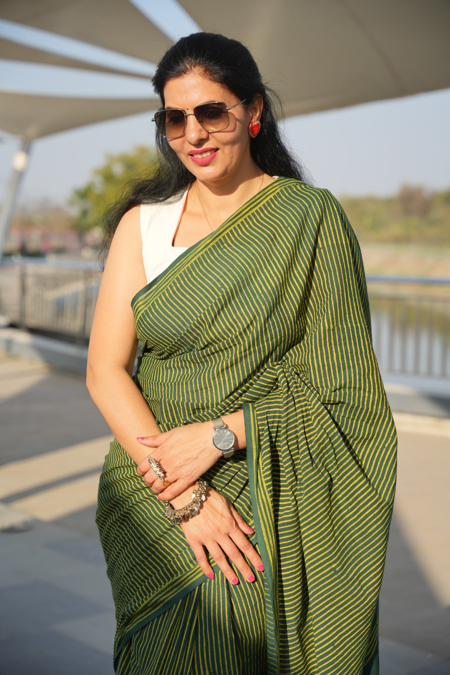 Garishma_Dhara Earthy Dabu Green Cotton Saree