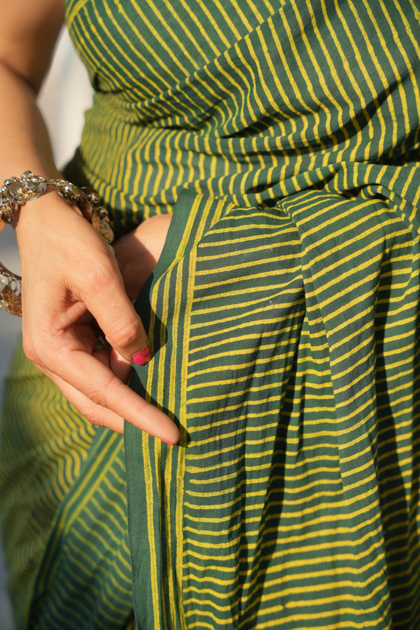 Garishma_Dhara Earthy Dabu Green Cotton Saree