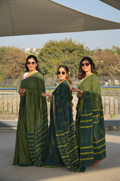 Garishma_Dhara Earthy Dabu Green Cotton Saree