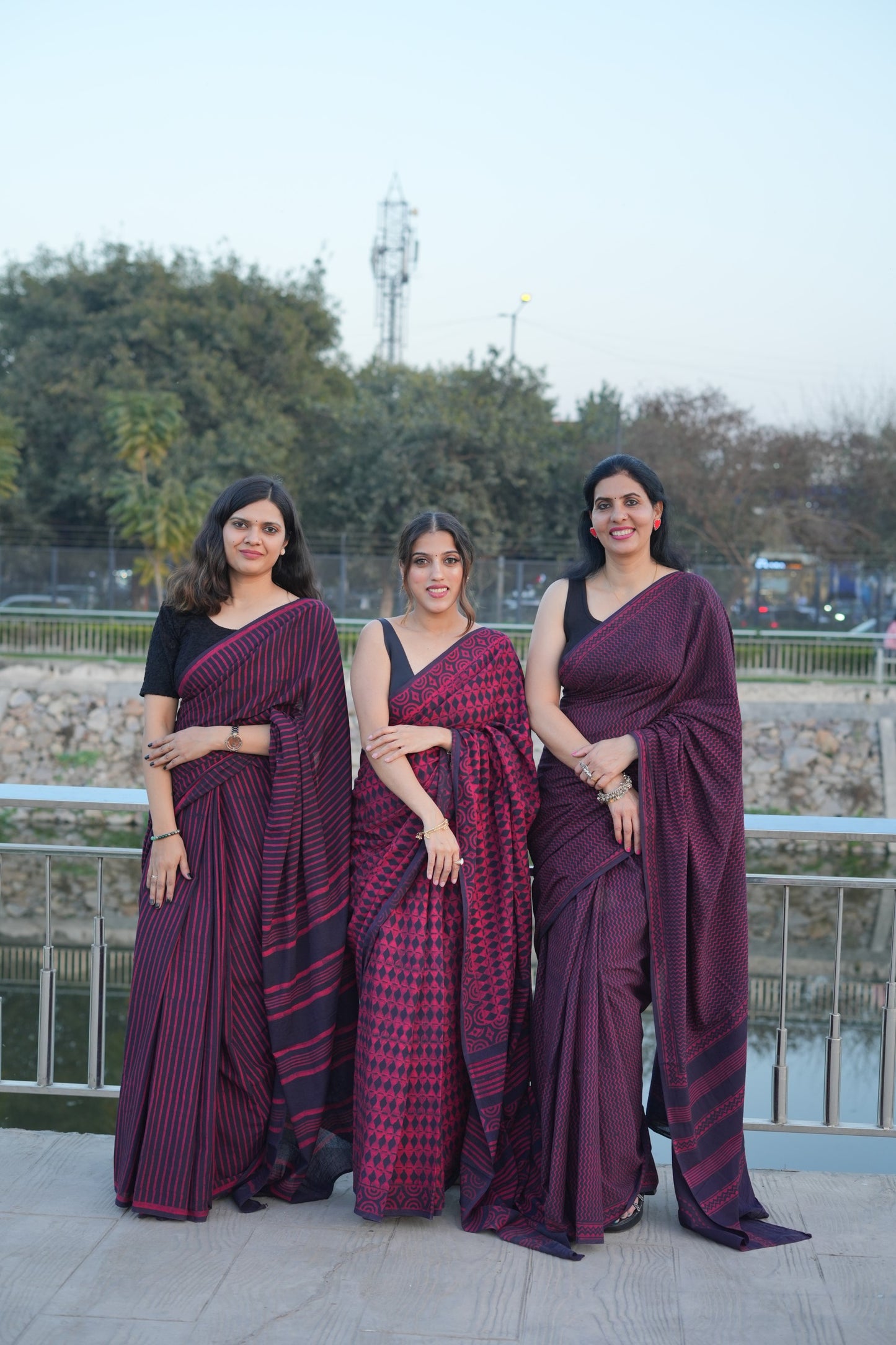 Bhavya_Dhara Earthy Dabu Wine Brown Cotton Saree