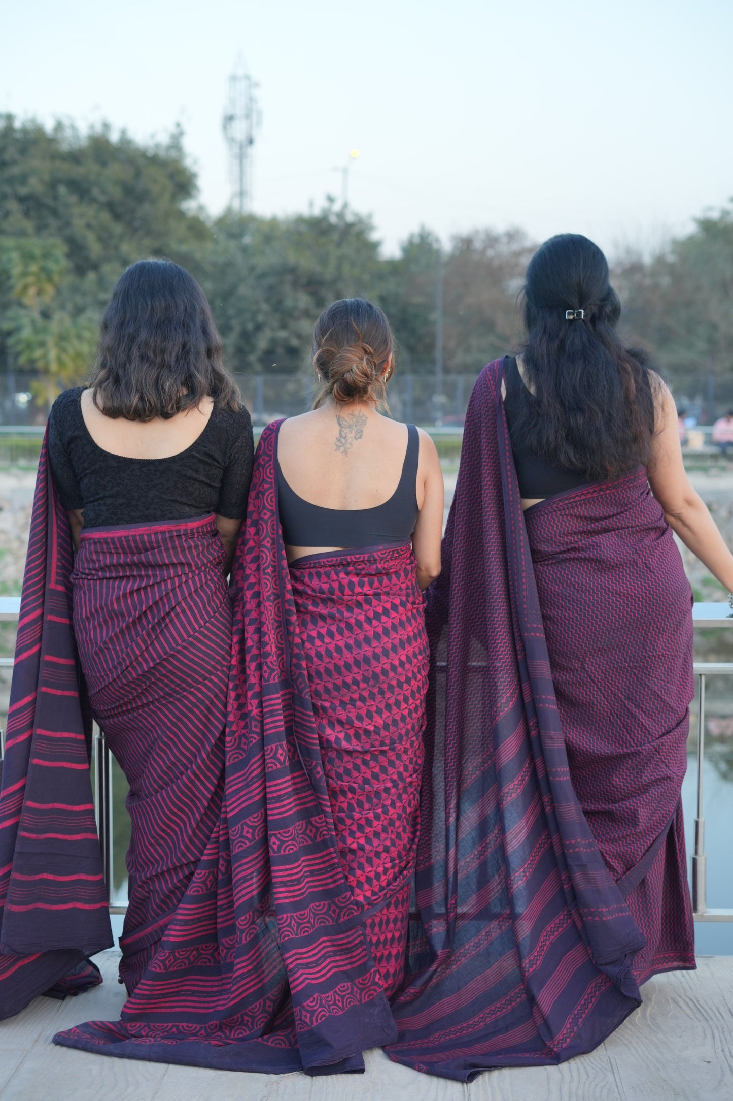 Bhoomi_Dhara Earthy Dabu Wine Brown Cotton Saree