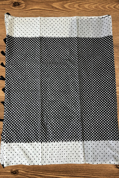 Black - Dots Hand Block Print Cotton Saree