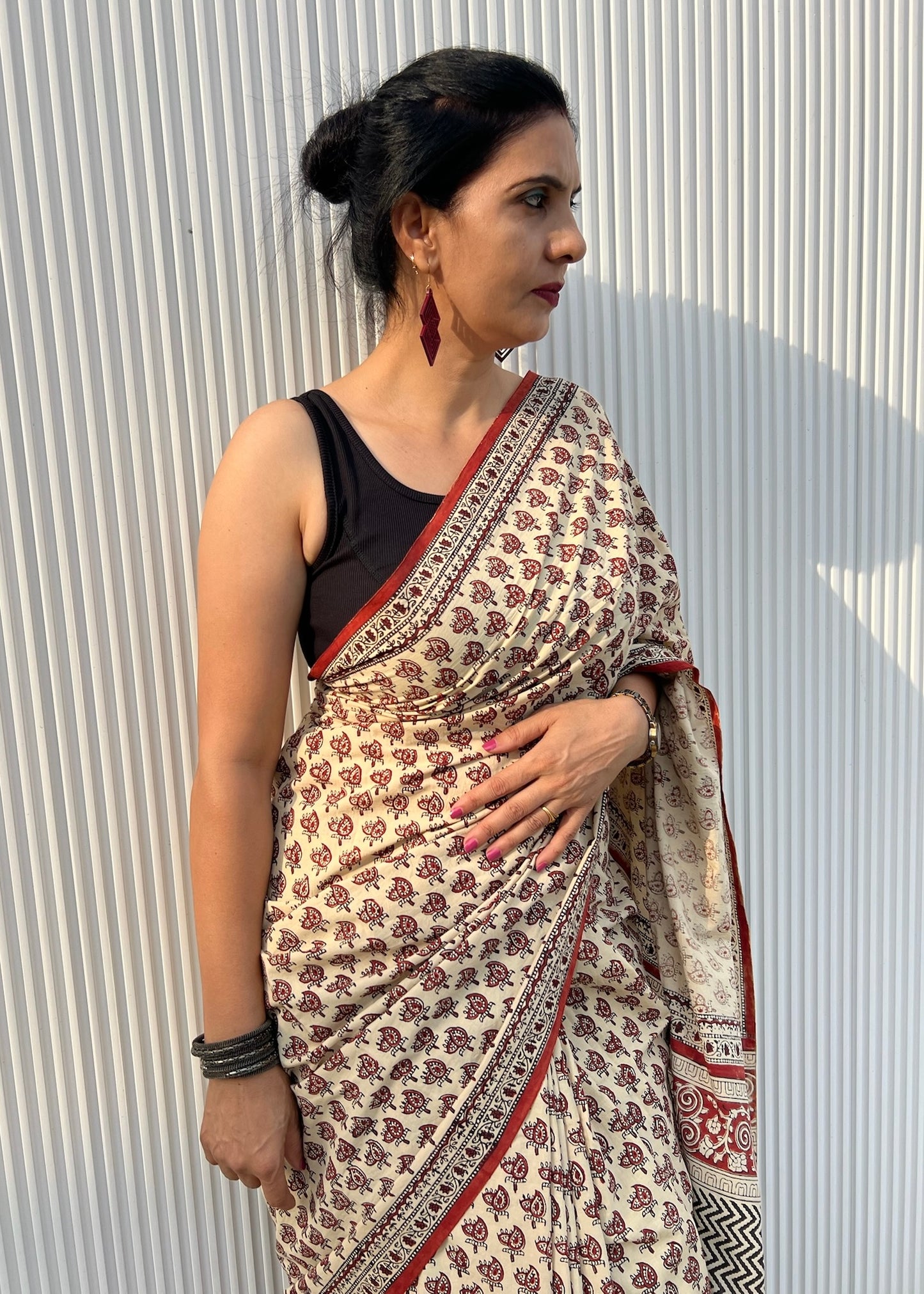 CHAHAK_Heritage Bagru Hand Block Printed Pure Cotton Saree