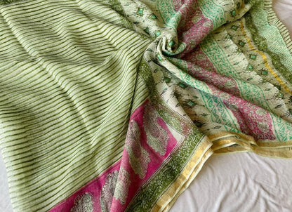 Green_ Kota Doria Saree - Vasaka Jaipur