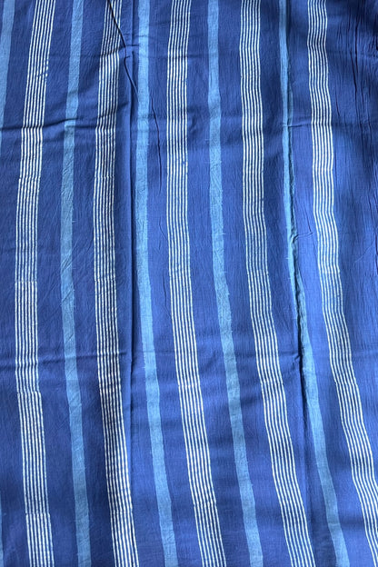 AKOLA INDIGO_ Dabu Hand Block Mulmul Cotton Saree
