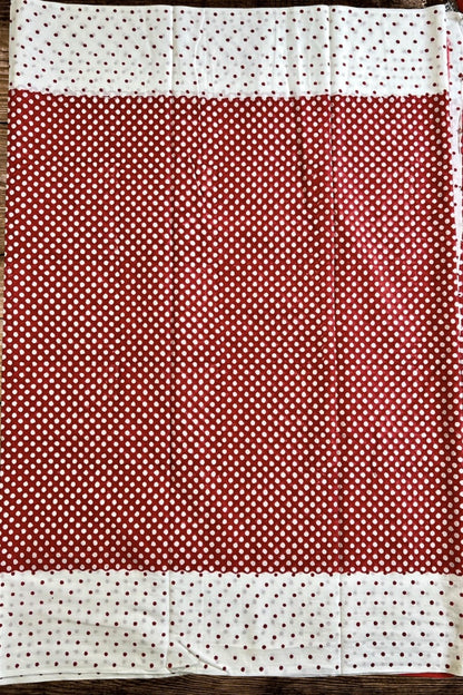 Red - Dots Hand Block Print Cotton Saree