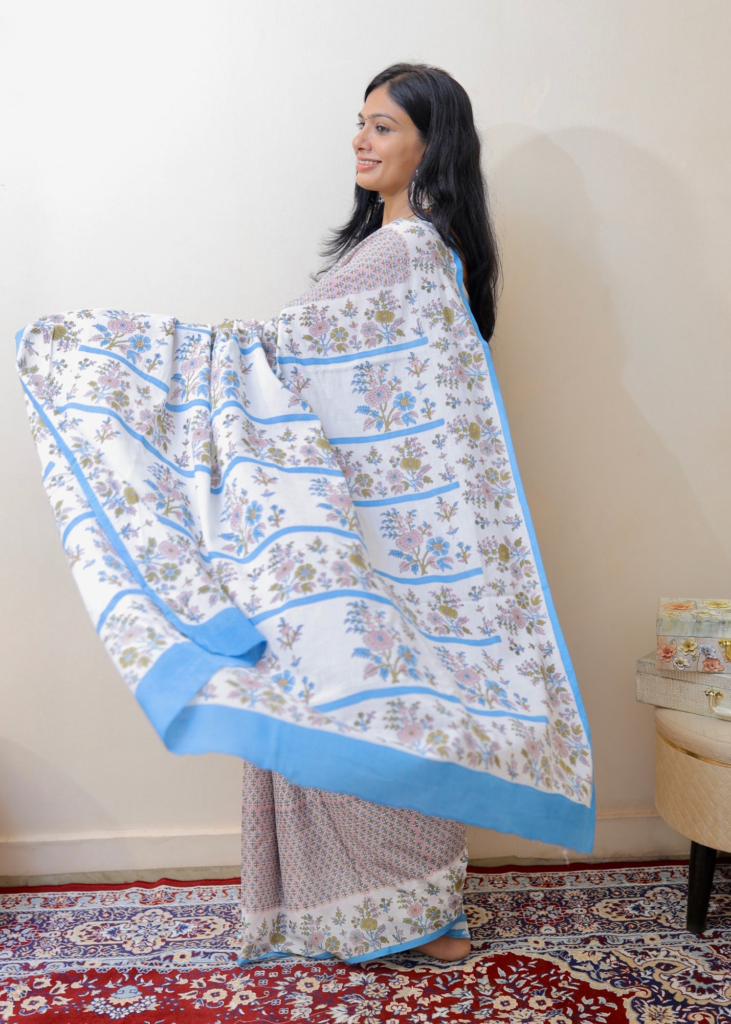 PRACHI_Heritage Sanganeri Hand Block Printed Pure Cotton Saree