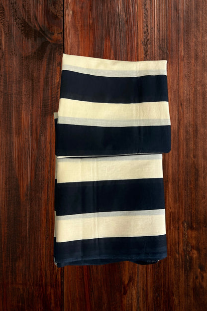 Black Beige_ Mulmul Cotton Saree