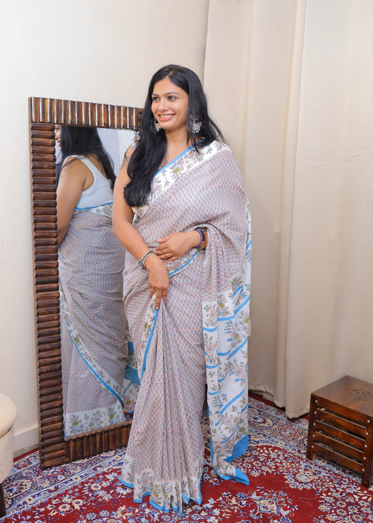 PRACHI_Heritage Sanganeri Hand Block Printed Pure Cotton Saree