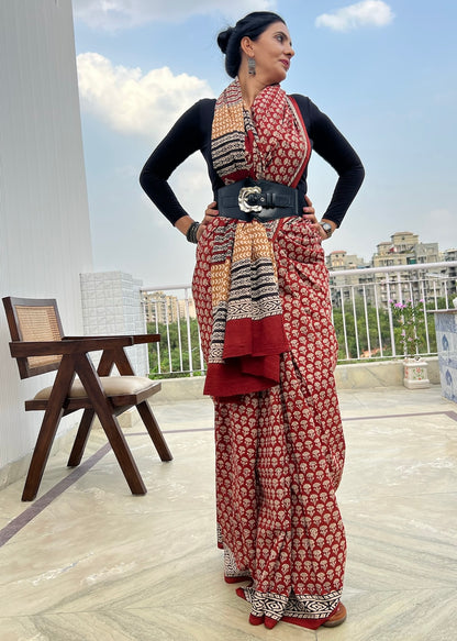 RACHNA _Heritage Bagru Hand Block Printed Pure Cotton Saree