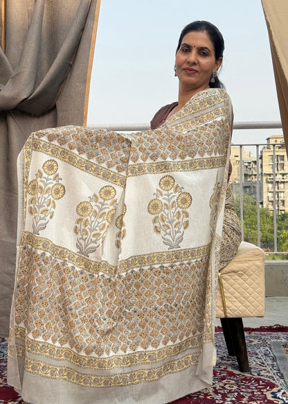 GARIMA_Heritage Sanganeri Hand Block Printed Pure Cotton Saree