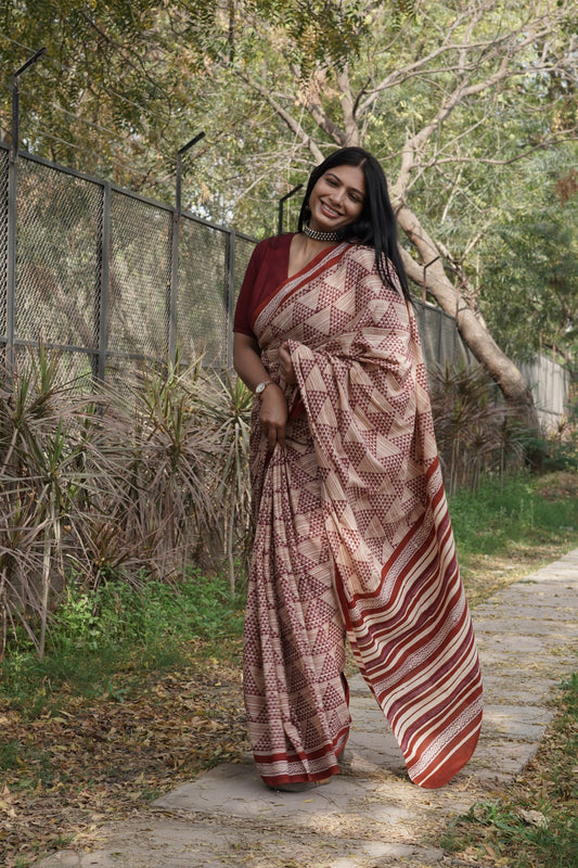 Rukmini _Bagru HBP Cotton Saree