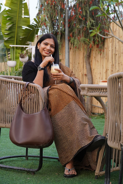 Sanskriti_Mrida Dabu Mustard Cotton Saree