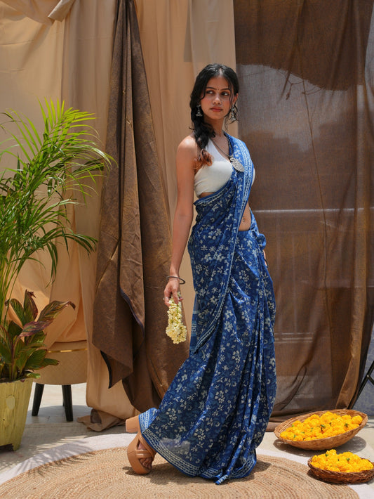 NIRVI_Akola Indigo Mul Cotton Saree