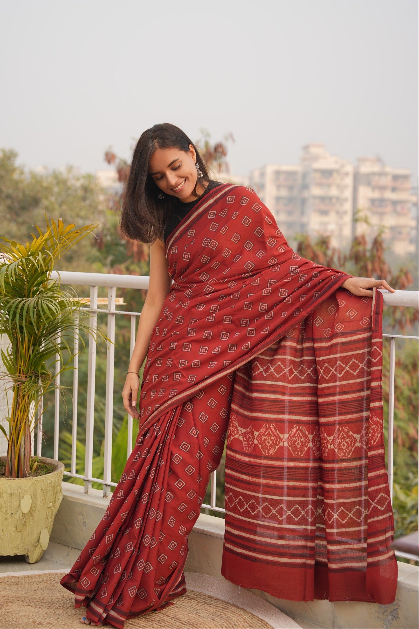 Roohi_Heritage Dabu Hand Block Printed Pure Cotton Saree