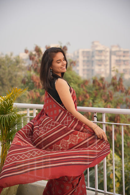 Roohi_Heritage Dabu Hand Block Printed Pure Cotton Saree