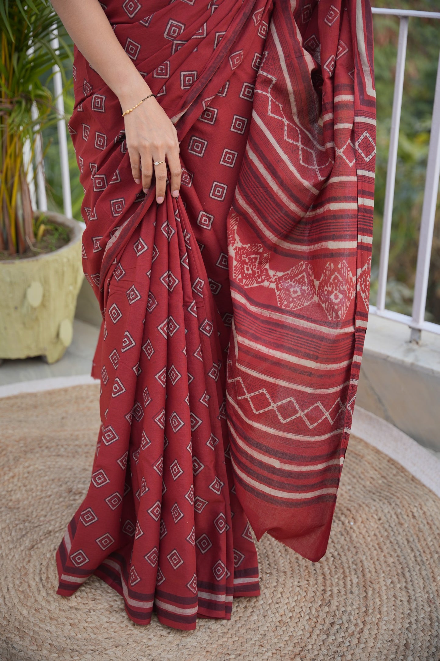 Roohi_Heritage Dabu Hand Block Printed Pure Cotton Saree