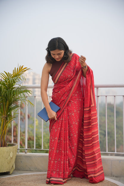 Roshni_Heritage Dabu Hand Block Printed Pure Cotton Saree