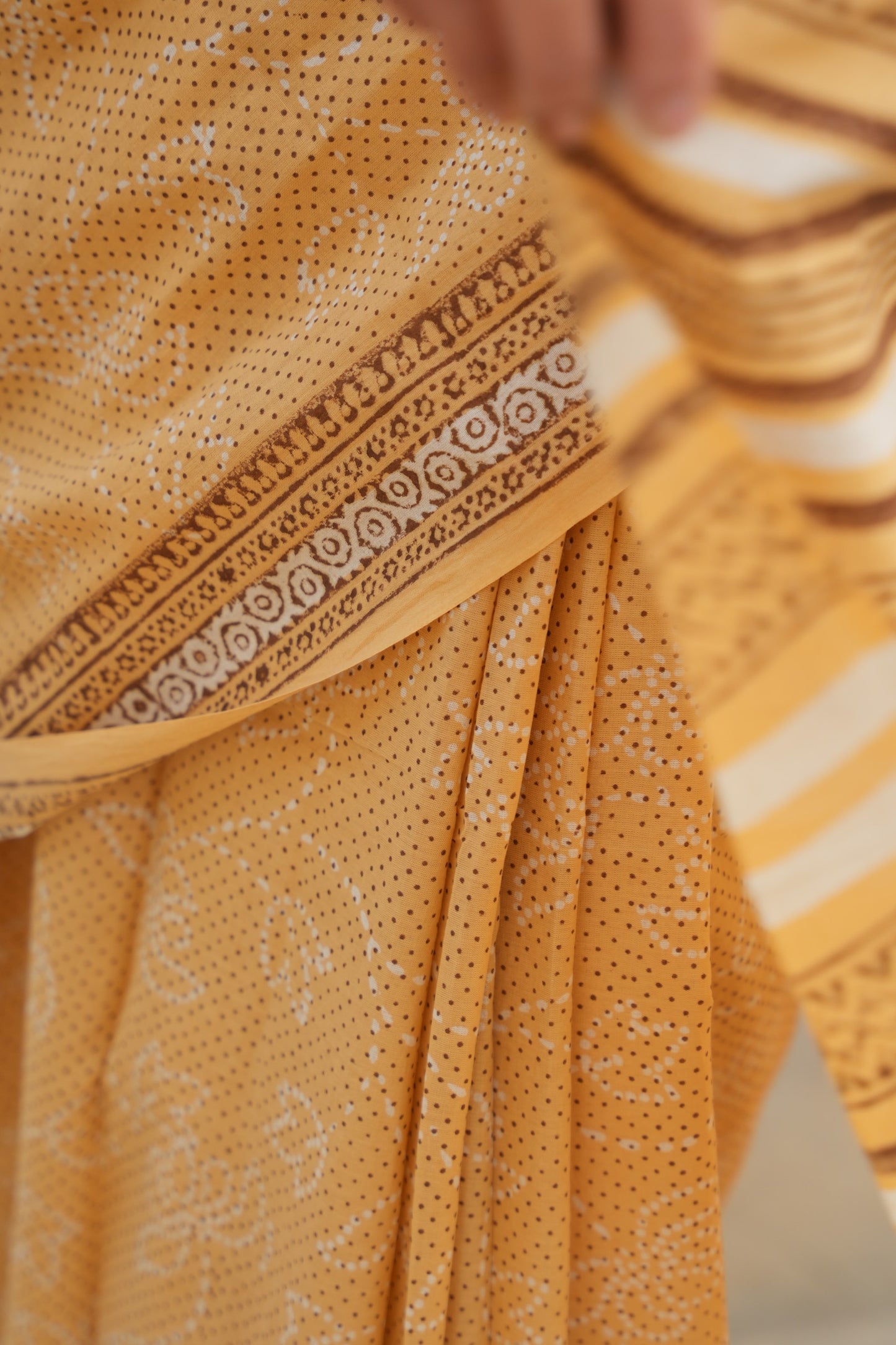 Shobhita_Mrida Dabu Mustard Cotton Saree