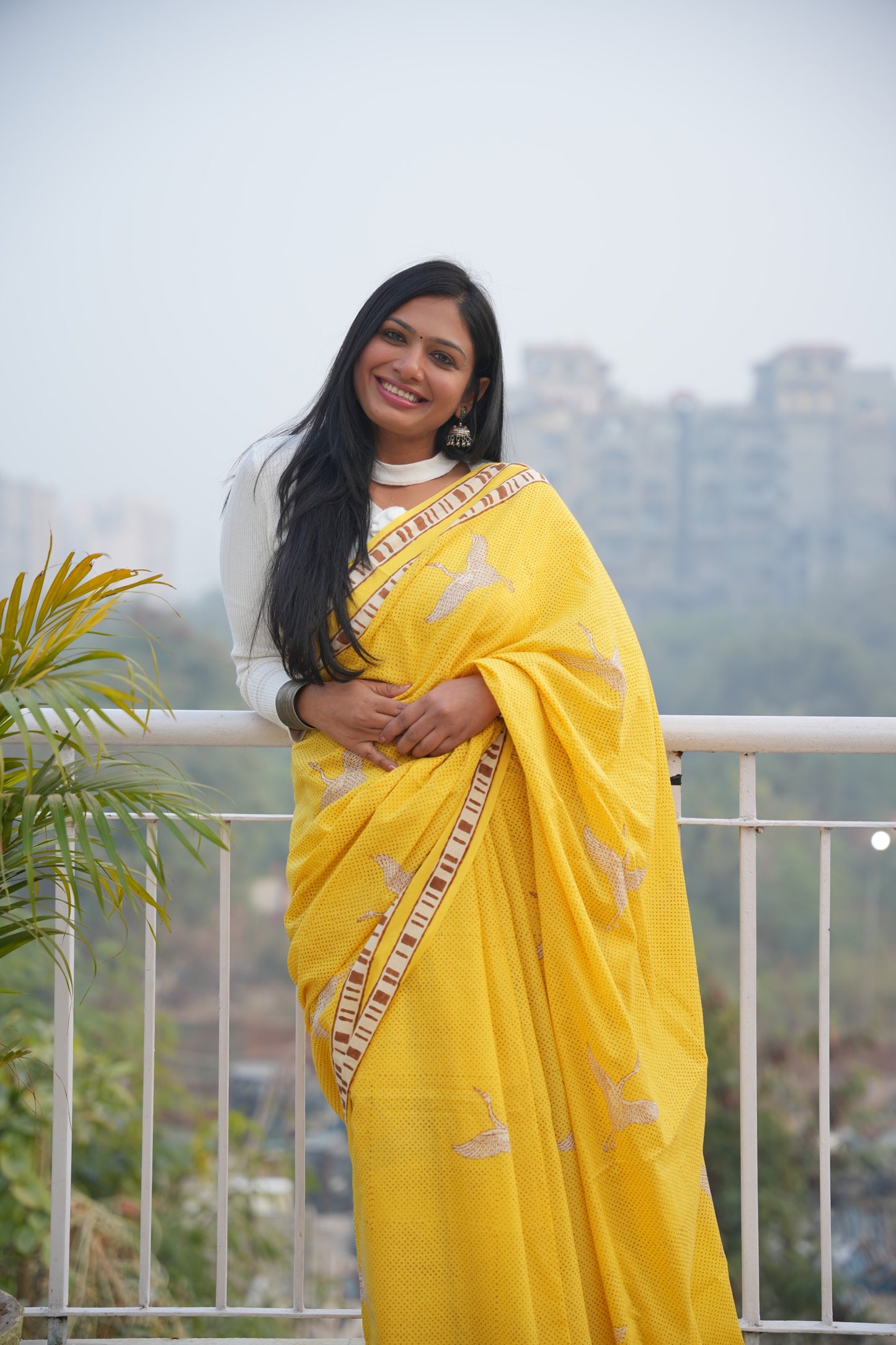 Sonika_Mrida Dabu Yellow Cotton Saree