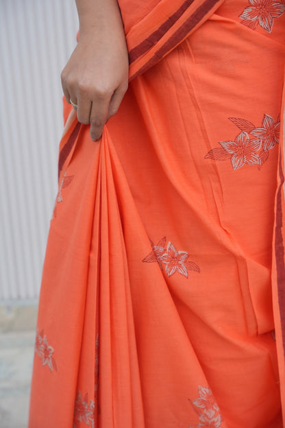 Oorvi_Heritage Dabu Hand Block Printed Pure Cotton Saree