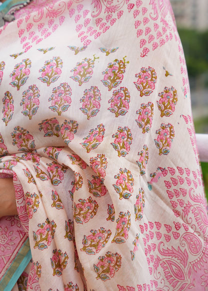 PRAKRITI_Floral Sanganeri HBP Chanderi Cotton Silk Saree