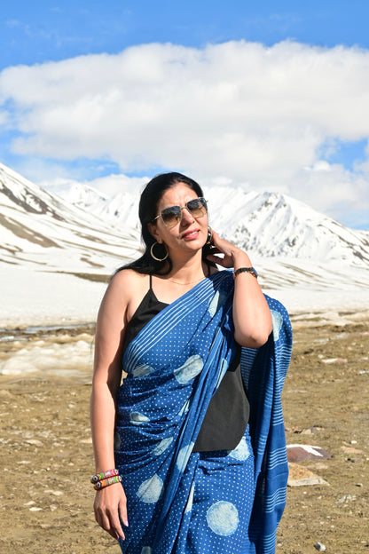 Naveena_Indigo Natural Dye Cotton Saree