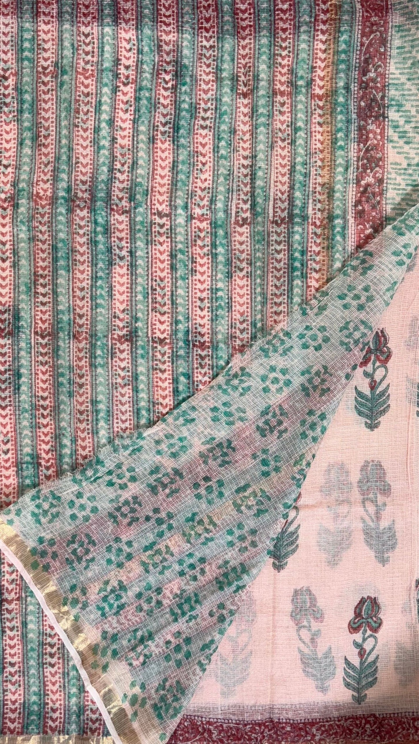 Peach_ Kota Doria Saree
