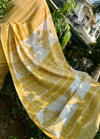 SUNAINA_Heritage Sanganeri Hand Block Printed Pure Cotton Saree