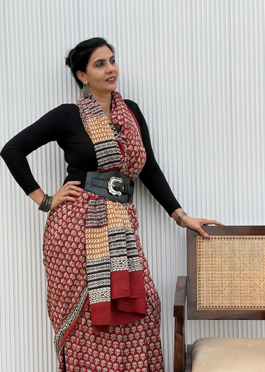 RACHNA _Heritage Bagru Hand Block Printed Pure Cotton Saree