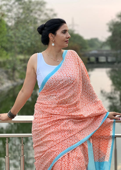 Oorja_Heritage Hand Block Printed Pure Cotton Saree