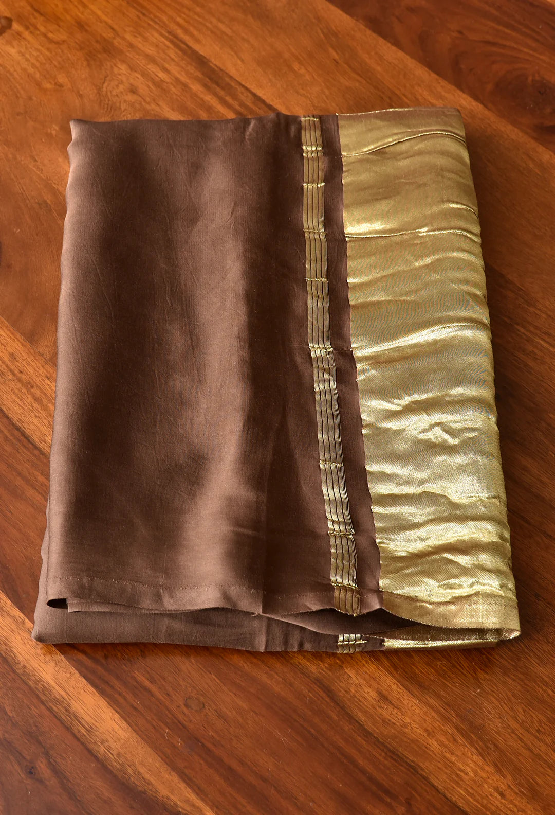 Coffee Brown Colour Modal Plain Saree With Tissue Pallu