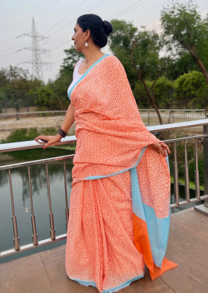Oorja_Heritage Hand Block Printed Pure Cotton Saree