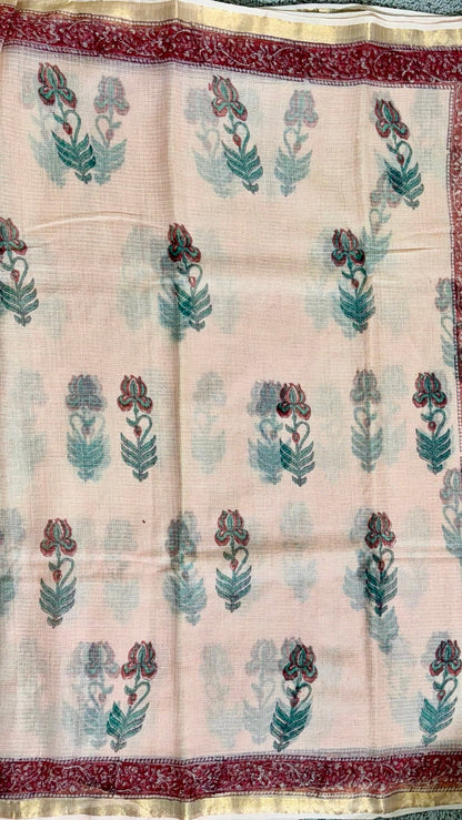 Peach_ Kota Doria Saree
