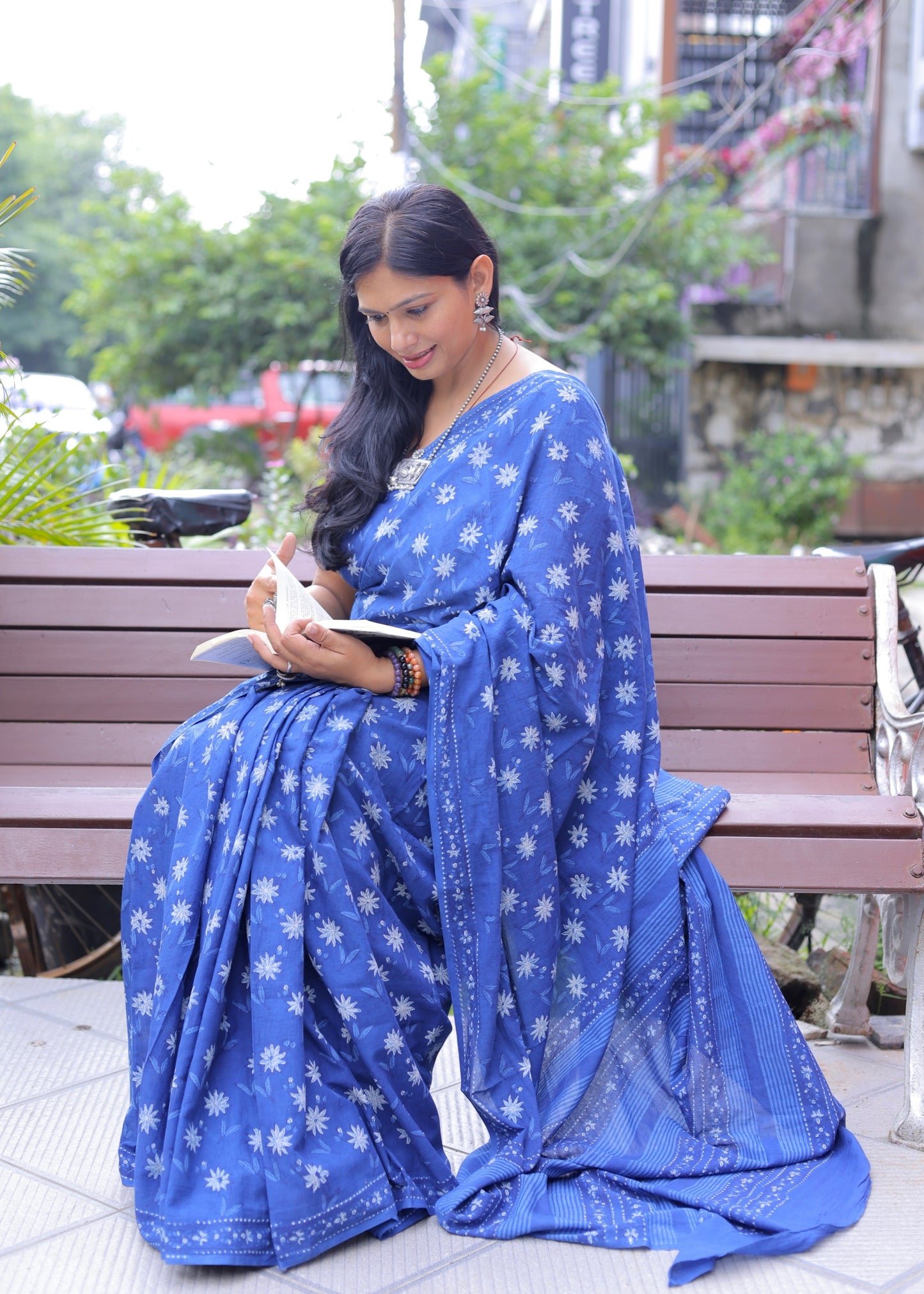 NANDITA_Indigo Natural Dye Dabu HBP Mul Cotton Saree