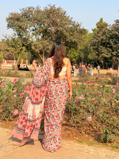 Prita_Heritage Hand Block Printed Pure Cotton Saree
