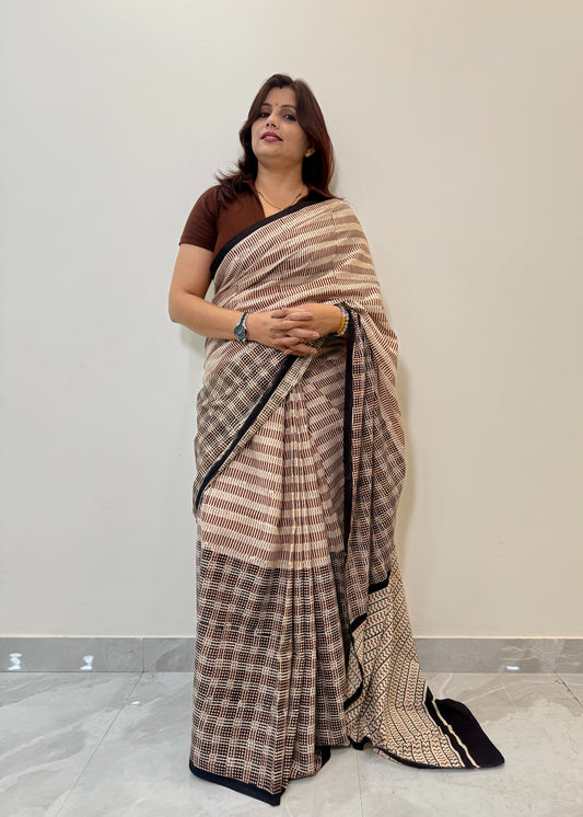 CHAITALI_Heritage Bagru Hand Block Printed Pure Cotton Saree