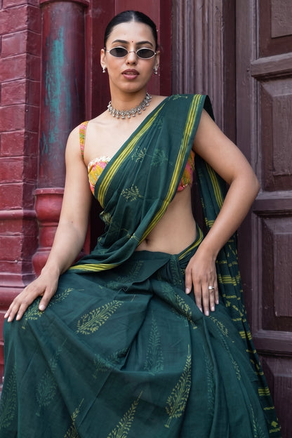 dhara-natural-earthy-brown-dabu-cotton-saree-office-wear