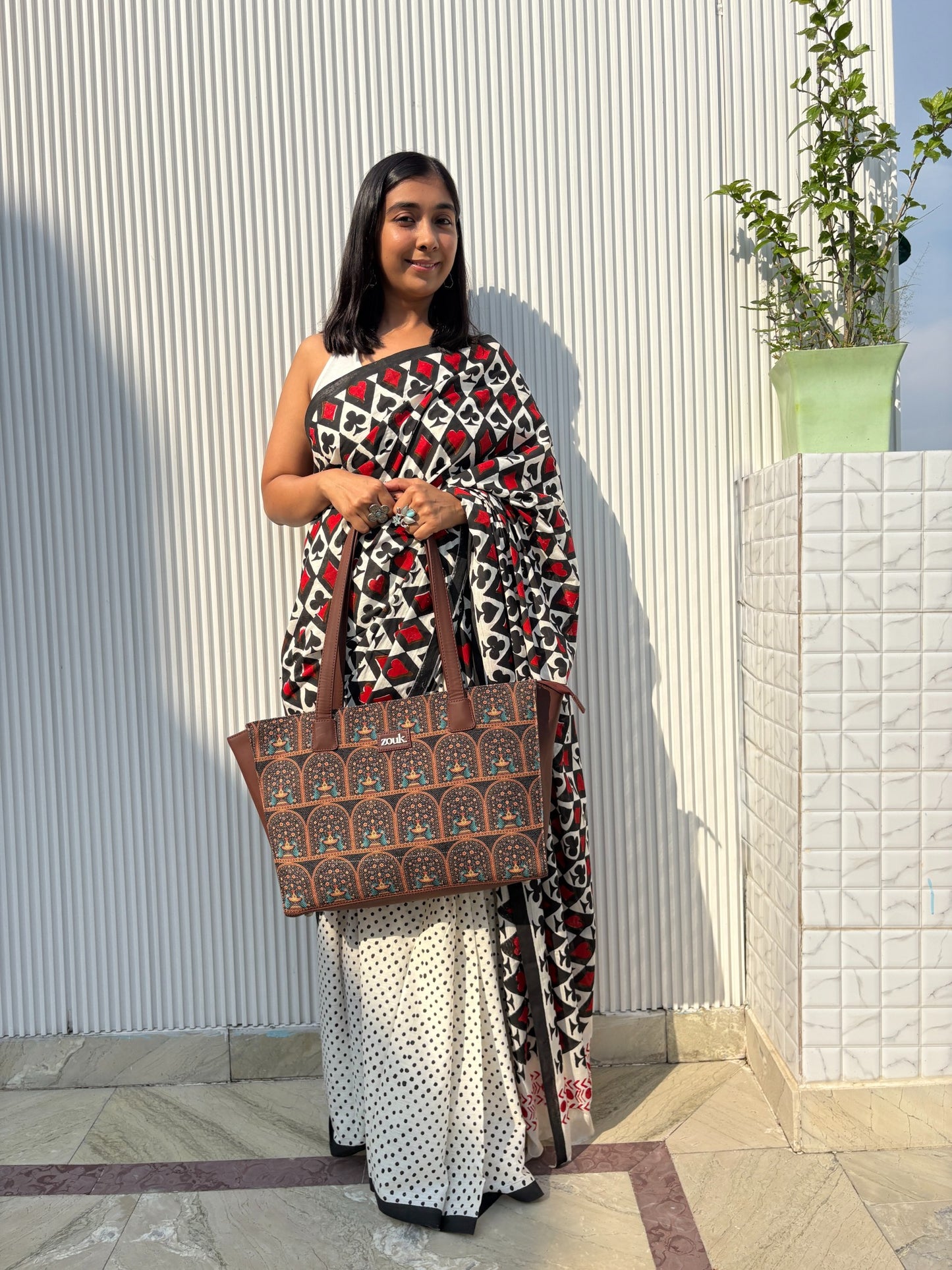Vasaka Jaipur Hand Block Printed White Mulmul Cotton Saree